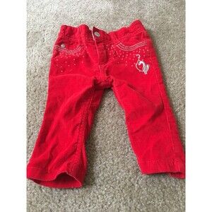 Baby Phat Baby Girls Casual Print Corduroy Pants Size 0-3 Months Red